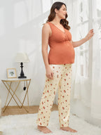 Nursing Robe Clothes Long Sleeves Pregnant Women Maternity 3 Pcs Robe Wear Pajama Set